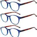 NORPERWIS 5 Pairs Reading Glasses - Standard Fit Spring Hinge Readers Glasses for Men and Women (5 Pack Blue/Tortoise-2, 1.75)