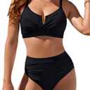 BMJL Womens High Waisted Bikini Sets Modest Tummy Control Swimsuits V Wire Criss Cross Bathing Suit Swim Suits
(Large, Black)