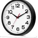 Wall Clock Silent Non-Ticking Modern Clock Battery Operated 8 Inch Small Classic Analog Decorative for Kitchen, Living Room, Office, Bedroom, Bathroom (Black)