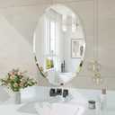 Frameless Oval Mirror, 20"x30" Bathroom Vanity Mirrors with Beveled Edge, Decorative Oval Wall Mirrors for Bedroom, Entryway, Living Room, Hangs Horizontally or Vertically