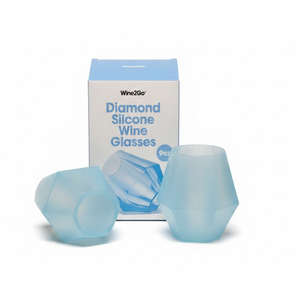 Wine2Go Diamond Silicone Wine Glasses 9oz 3Pack