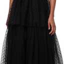 Lulus Billie Keyhole Cutout Swiss Dot Maxi Dress for Women, A-Line Black Formal Dress, Medium, Black