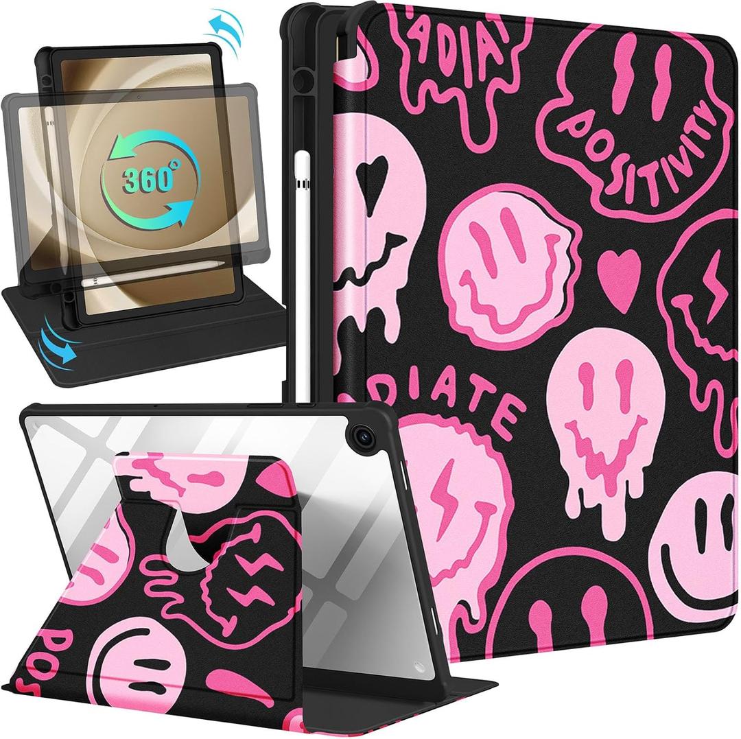 Kidcube for Samsung Galaxy Tab A9 Plus Case 11 Inch for Women Girls Cute Folio Cover with Pencil Holder Aesthetic Cool Unique Design Rotating Stand Teens for Tab A9+ Plus Tablet Case SM-X210/X216/X218