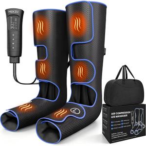 MEKZU Air Compression Leg Massager with Heat, 6 Massage Modes, 3 Vibration Settings, Foot Massager Boots for Circulation and Pain Relief Circulation and Daily Relaxation for Seniors and Adults