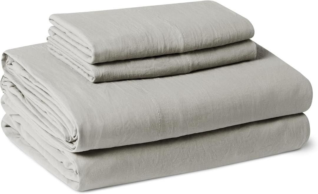 Amazon Basics Brushed Microfiber Sheet Set, Extra Soft with Natural Texture, 4-Piece, King, Grey