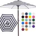 JEAREY 7.5FT Patio Umbrella Outdoor Market Umbrella with 6 Sturdy Ribs, Push Button Tilt/Crank Table Umbrella for Garden, Deck, Backyard and Pool, Black & White Stripe