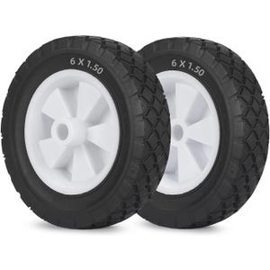 GIGOOL 6 Inch Wheels for Oregon 72-106 Hand Trucks, Replacement Wheels Fit for Oregon Lawn Mower Wagon Utility Cart, Pack of 2