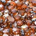 20 Pounds Firepit Glass, 3/4 Inch Glass Beads, Rocks for Fire Pit Table, Fireplace and Fire Bowl, Round FirePit Beads, Amber