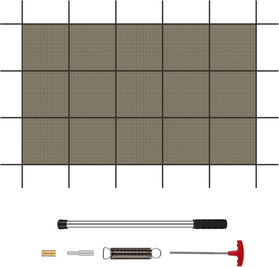 Superior 99% Shading Rate Inground Pool Safety Cover,Fits 15x30ft Rectangle Swimming Pool,Mesh Pool Cover for Inground Pools,Winter Inground Pool Cover with Safety Net and Installation Tools - Tan (Brown)