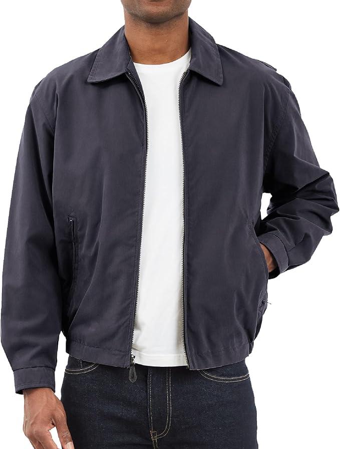 TALL MEN'S AUBURN LIGHT WEIGHT ZIP FRONT GOLF JACKET,  Navy Blue, M