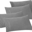 Elegant Comfort 4-PACK Solid Pillowcases 1500 Premium Hotel Quality Microfiber - Smooth Weave, Wrinkle and Stain Resistant, Easy Slip-On, 4-Piece Set, Standard/Queen Pillowcase, Gray