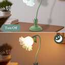 Flower Table Lamp,LED Reading Light Bedside Vintage Flower Night Light,3 Colors Modes Kawaii Bedside Lamps Decor,Living Room Bedroom Room Lighting Table Lamps Home Decoration (Green)