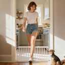 Short Dog Gate,18"-45" Adjustable Extra Wide Metal Short Dog Gate to Step Over, 18" Tall Small Pet Gate with 3 Extension Kits (White)