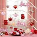 16pcs Valentines Day Decorations Heart Ornaments for Tree Romantic Hanging Ornaments for Christmas Tree Bear Heart Shaped Valentines Decor for Wedding Xmas Valentine Anniversary