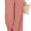 KICZOY Women Flowy Pants Drawstring Waist Wide Leg Palazzo Beach Pants Loose Fit with Pockets XL