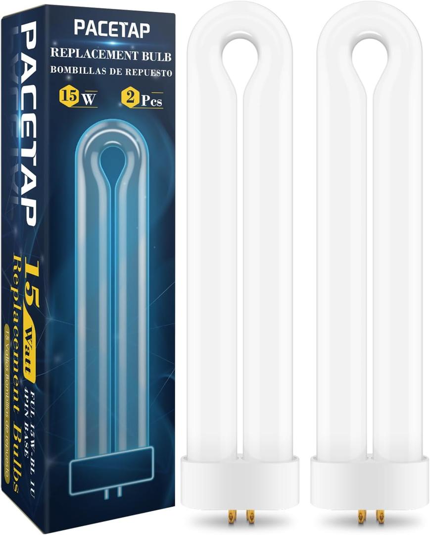 2 Pack Replacement Bulbs FUL15W BL with 4 Pin Base, U Shaped Lamp Tube Compatible for Flowtron BK-15D, for Stinger FP15, for TZ15, for BB-15WHT, Indoor Outdoor 15W U Shape Light Bulbs for T6 T8 T9
