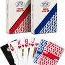 Ben Niu Plastic Playing Cards 2 Pack with Black Cut Card, Waterproof PVC Poker Cards for Texas Holdem, Jumbo Index Standard Size Deck of Cards, Shuffler Friendly - Red & Blue