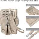 seOSTO Womens Small Crossbody Bag For Woman, Tassel Wallet PurseGifts For Teenage Girls (Beige)