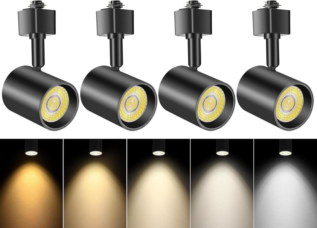 VANoopee 5-Color LED Track Lighting Heads H Type Track Light Heads Dimmable, 2000K 3000K 4000K 5000K 6000K Adjustable, Flicker Free CRI90+ 24 10W 800lm, Black (4 Pack)