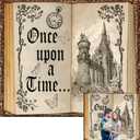 Once Upon a Time Backdrop Fairy Tale Books Ancient Castle Princess Photography Background Old Opening Book Romantic Story Wedding Birthday Party Decorations Banner Props 10x8ft