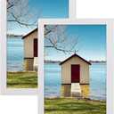 6x8 Picture Frames White Photo Frames with Plexiglass for Picture 2 Pack 6 by 8 Wooden Frames for Tabletop Display and Wall Mounting Horizontal or Vertical