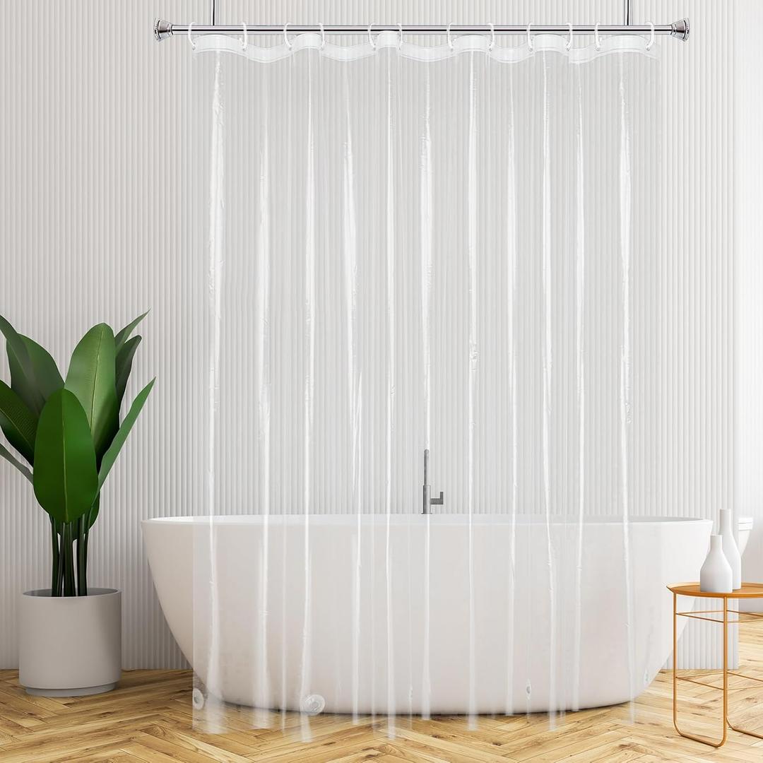 AooHome Thin Clear Extra Long Shower Curtain Liner, 72x96 Premium Light Weight EVA 4G Plastic Bathroom Shower Liner with Rustproof Metal Grommets and 5 Magnets for Shower Stall, Bathtubs (No Hooks)