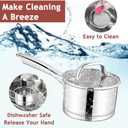 E-far 1 Quart Saucepan with Lid, Stainless Steel Small Sauce Pan Boiling Pot for Cooking, Compatible with All Stoves, Healthy & Non Toxic, Oven & Dishwasher Safe