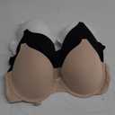 Fruit of the Loom Women's Smooth Cotton T-Shirt Bra Pack - Ultra-Soft, Flexible, and Invisible Under Tees (36B, Black Hue/Sand/White)