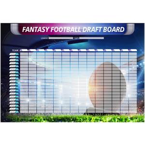 Fantasy Football Draft Board Kit - 2025, 6 Feet x 4 Feet, Large, 14 Teams 20 Rounds, Vinyl, XL