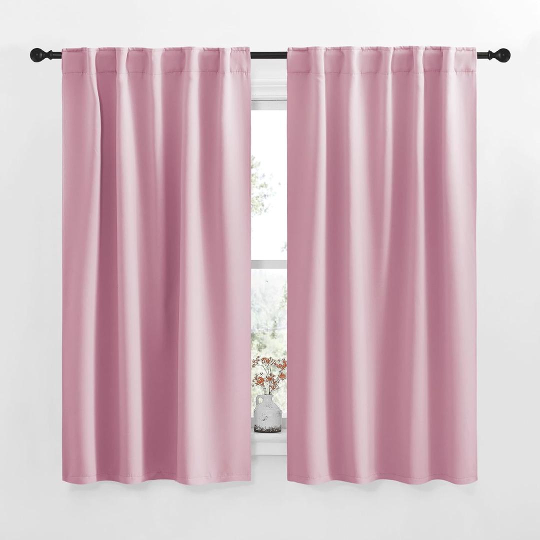 NICETOWN RV Curtains for Camper Windows - (Rouge Pink Color) 34x54 Inch, 2 Panels Set, Thermal Insulated Room Darkening Blackout Drapes/Draperies with Rod Pocket & Back Tab for Half Window