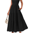 BTFBM Women's 2026 Spring Boho Spaghetti Strap Dress Casual Sleeveless Smocked A Line Beach Sundress Long Maxi Dresses, XL