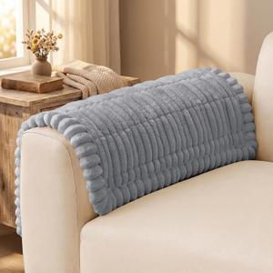 decorUhome Fuzzy Pet Couch Cover for Dogs, Non-Slip Sofa Covers for Sofa Couch Arm, Soft Thick Furniture Couch Protector, Washable Sofa Slipcovers, Grey, 27.6" x 27.6"
