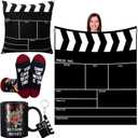 Frienda 5 Pcs Movie Gift Sets Include Throw Blanket Theater Pillow Covers TV Ceramic Mug Socks Keychains Watching Gifts for Movie Fans Lovers Men Women Actor Director Acting