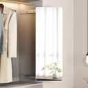 Hideaway Closet Mirror, Retractable Full Length Mirror, 51" x 16" Wall Mounted Mirror, Suitable for Bedroom, Locker Room, Cloakroom - White