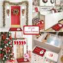 Black Santa Christmas Kitchen Rug and Mat Set,African American Christmas Decorations,Winter Holiday Merry Christmas Kitchen Sink Floor Mat Santa Claus Kitchen Bathroom Mat for Xmas Indoor Decoration