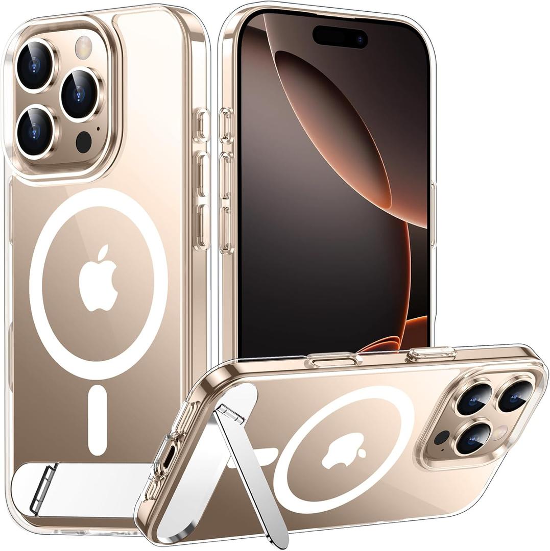 Temdan Magnetic Compatible with iPhone 16 Pro Max Case, [Built-in Invisible Kickstand][Compatible with MagSafe] [Military Grade Shockproof] Slim Thin Phone Case for iPhone 16 Pro Max 6.9"