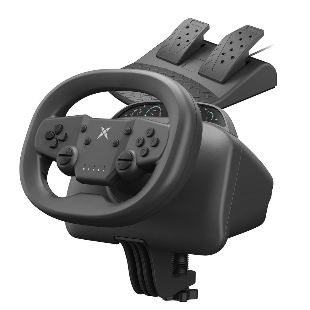 NBCP Wireless Racing Wheel with Pedal  Steering Wheel for Switch, PS4/PS3, PC, iOS, Android  270 Rotation, Dual Vibration, Bluetooth 5.0, Race Game Controller