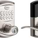 Kwikset SmartCode 917 Keypad Keyless Entry Traditional Residential Electronic Lever Deadbolt Alternative with Tustin Door Handle and SmartKey Security, Satin Nickel