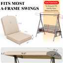 Outdoor Porch Swing Cushions 3 Seater with Swing Canopy, Replacement Cushions for Outdoor Swing, Patio Swing Cushion 25D Foam (Khaki)