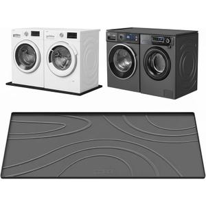 Washing Machine Drain Pan Silicone mat 30x33 Inch Non-Slip Waterproof Washer Drip Tray, Anti-Vibration Soft Mat for Under Dryer or Washer, Floor Leak Protector for Laundry Room (Gray, 53.5"*26.8")