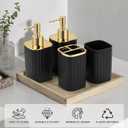 4-Piece Bathroom Accessories Set, Black and Gold Bathroom Set Includes 2 Soap Dispensers, a Toothbrush Holder and Cup, Black Gold Bathroom Decor for Modern Homes