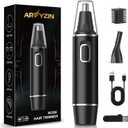 AREYZIN Nose Hair Trimmer for Men,Rechargeable Ear and Nose Trimmer,2 in 1 Painless Professional Eyebrow & Facial Hair Trimmer with IPX7 Waterproof Dual Edge Blades (Black)