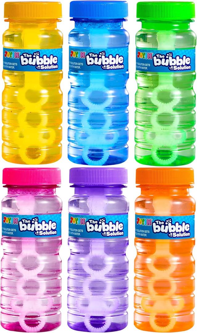 JOYIN Bubble Bottles 6PCS, Bubbles for Toddlers 1-3, Blow Bubbles Solution Wand Bulk for Party Favors for Kids, Toddler Summer Outdoor Toys Gift for Kids
