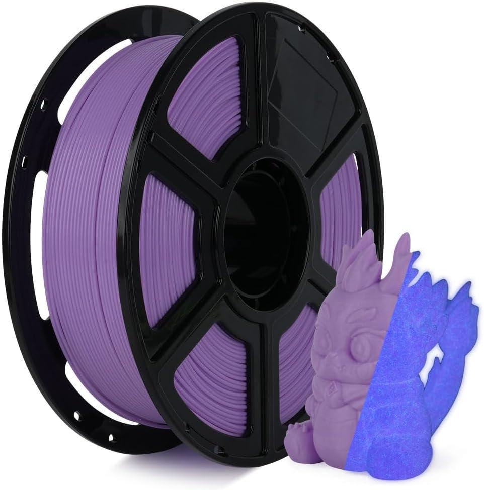 FLASHFORGE Glow in The Dark Rapid PLA Filament 1.75mm, High Flow Speedy 3D Printer Filament Luminous Purple, Max 500mm/s High-Speed Printing, High Brightness and Long-Lasting Glowing Effect