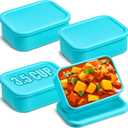Nuogo 4 Pcs 3.5 Cup Silicone Freezer Trays with Lid Soup Freezer Containers Reusable Silicone Molds Rectangle Containers Freezing Ice Trays for Soups Sauces Stews Curries, Lake Blue