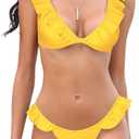 SHEKINI Women's Bathing Suits Ruffles Flounce Bikini Sets Low Rise Two Piece Swimsuit (Yellow, S)