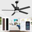 Obabala Ceiling Fan with Light 60 Inch, DC Motor Ceiling Fan with Remote and APP Control, Dimmable LED Color Changing, Reversible Quiet Fan for Bedroom Living Room Indoor Outdoor, Modern