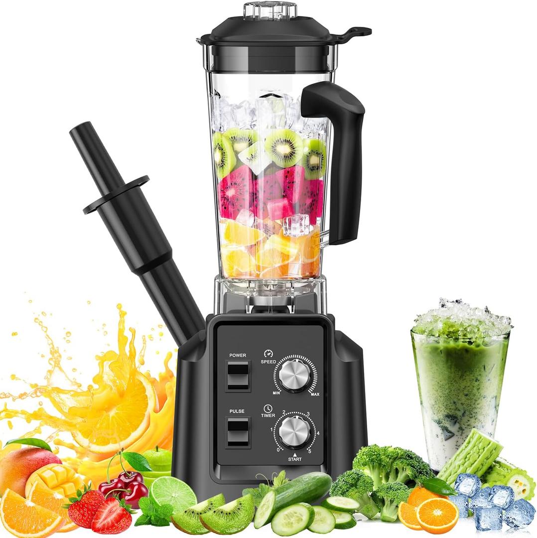 Blenders for Kitchen, Smoothie Blender - 1800W Professional Countertop Blender with 68oz Dishwasher-Safe Pitcher, Ice Crusher for Frozen Drinks & Smoothies, Black