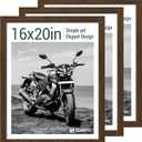 16x20 Picture Frame Set of 3 - Brown Woodgrain, Wood Poster Frame, HD Tempered Glass, Wall Gallery Hanging