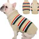 Kuoser Dog Sweater, Dog Sweaters for Medium Dogs, Doggie Sweater Christmas Clothes, Winter Coat Apparel Cable Knitwear, Pet Sweatshirt Outfit for Frech Bulldog, Boston Terrier, Apricot L (L (Chest: 20.9'' / 53cm))